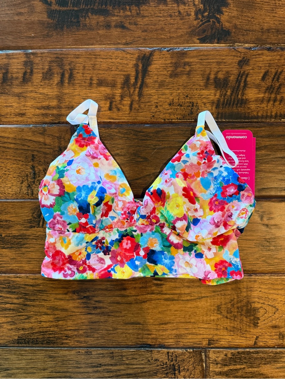 Commando Floral Multicolor Bralette - White Straps